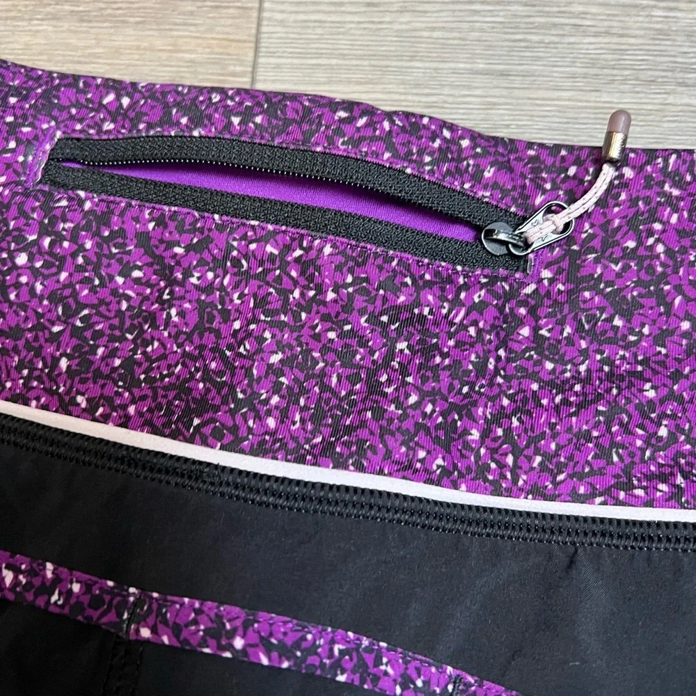 Lululemon‎ Speed Shorts Purple Black Low Rise Running Athletic Gym Shorts Size 6